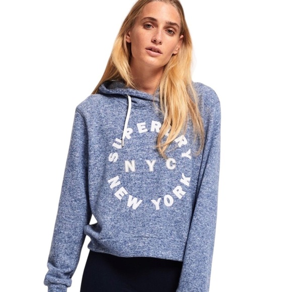Superdry  Hoodie Super Soft Sweater With Appliqué Logo Blue Small - Picture 7 of 7